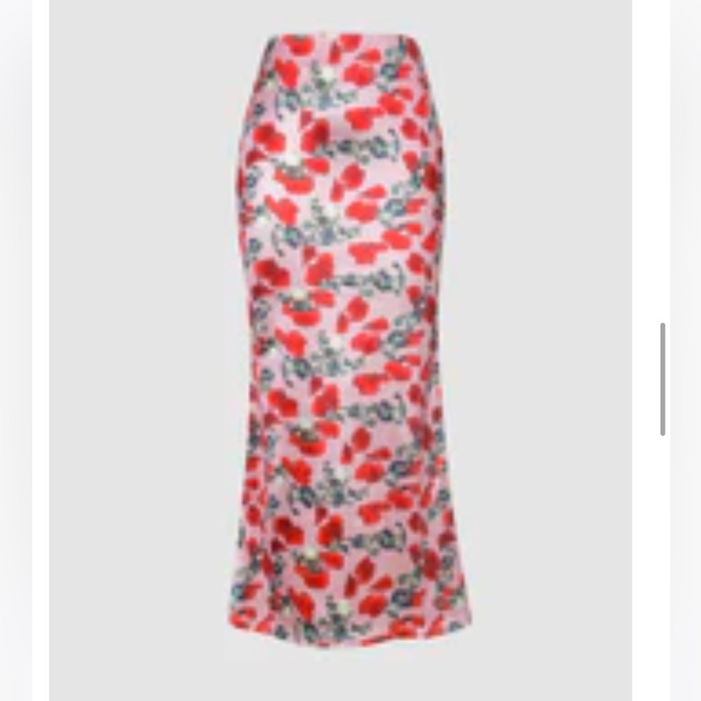 Micas Floral Print Satin Maxi Skirt